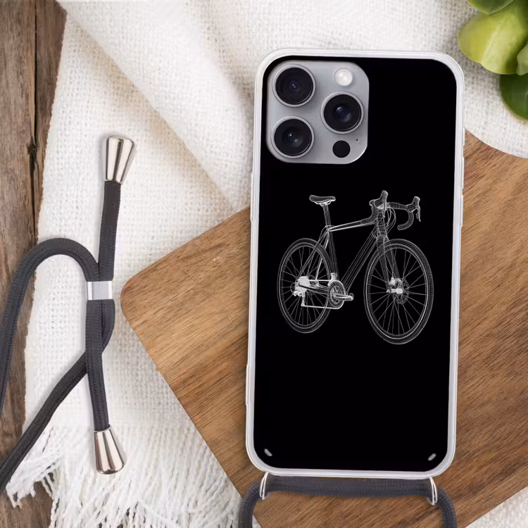 Lijnen - Illustratie - Wit Hoesje iPhone 16 Pro Max met koord klein -sfeer4