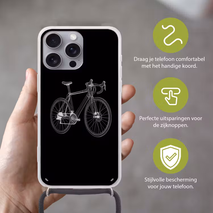 Lijnen - Illustratie - Wit Hoesje iPhone 16 Pro Max met koord klein -sfeer2_NL