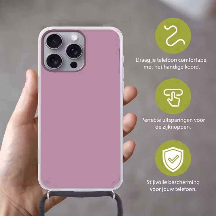 Lilac - Paars - Mauve Hoesje iPhone 16 Pro Max met koord klein 804 -sfeer2_NL