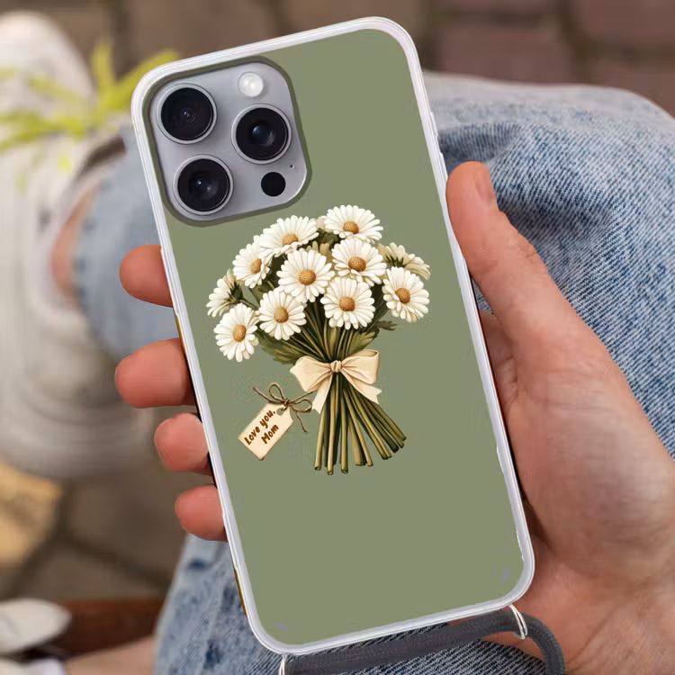 Lint - Boeket - Groen - Quote Hoesje iPhone 16 Pro Max met koord klein -sfeer3