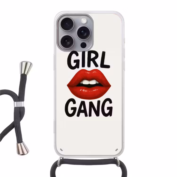 Lip - Girl - Rood - Letters Hoesje iPhone 16 Pro Max met koord klein -3d