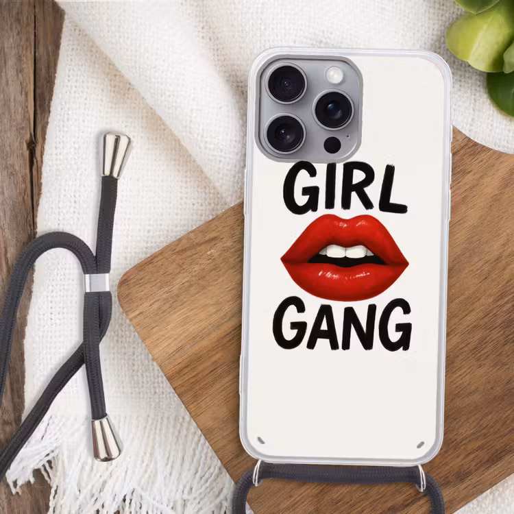 Lip - Girl - Rood - Letters Hoesje iPhone 16 Pro Max met koord klein -sfeer4