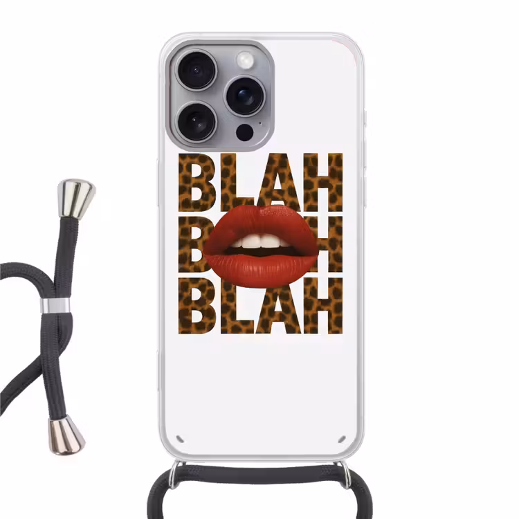 Lip - Rood - Quote Hoesje iPhone 16 Pro Max met koord klein -3d