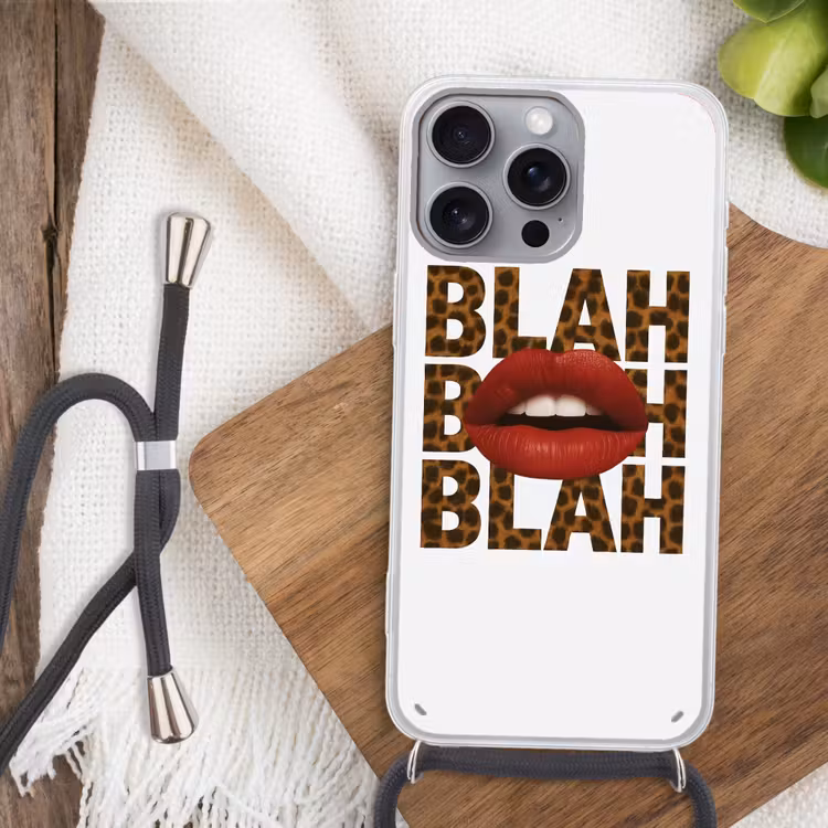 Lip - Rood - Quote Hoesje iPhone 16 Pro Max met koord klein -sfeer4
