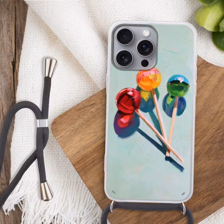 Lollys - Schaduw - Drie - Blauw Hoesje iPhone 16 Pro Max met koord klein -sfeer4
