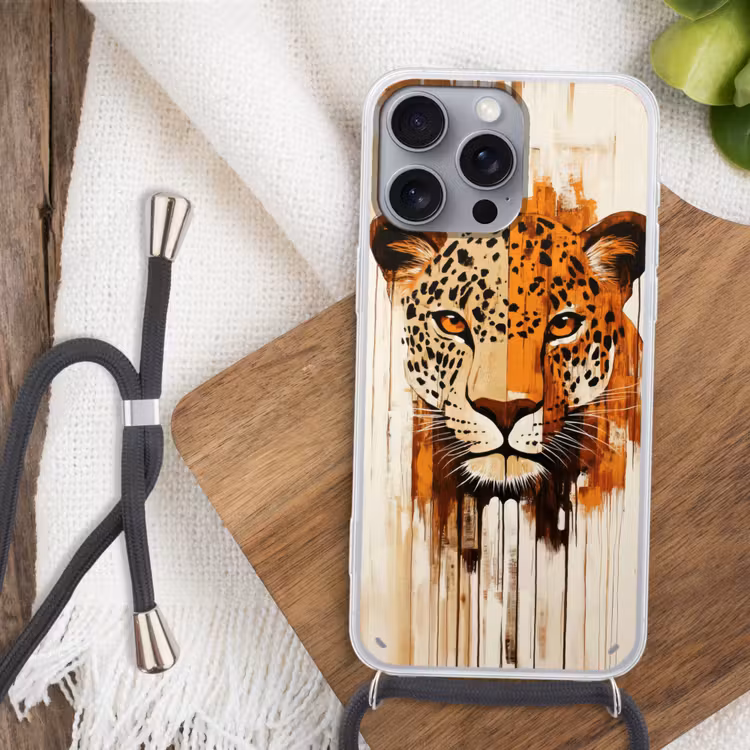 Luipaard - Symmetrisch - Strepen Hoesje iPhone 16 Pro Max met koord klein -sfeer4