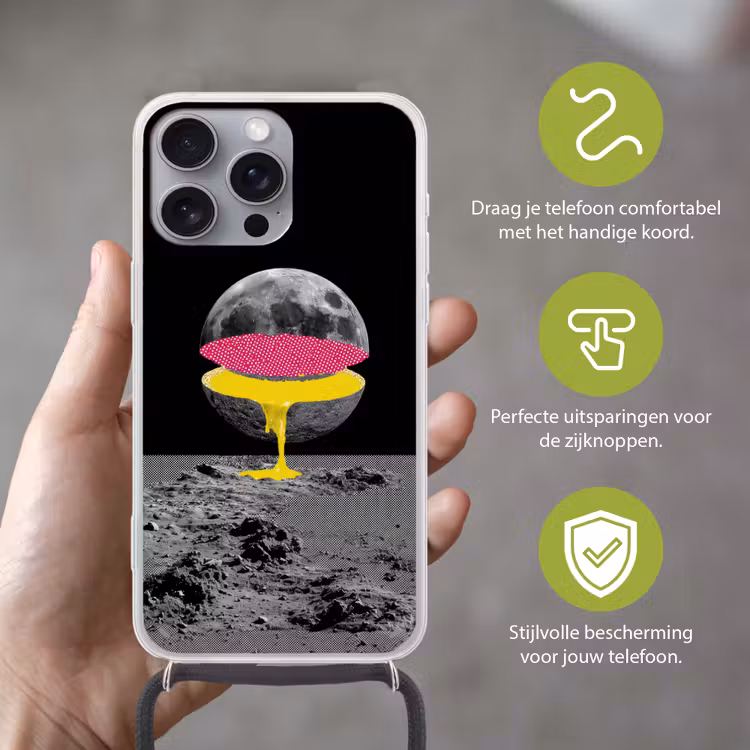 Maan - Geel - Roze - Zwart Hoesje iPhone 16 Pro Max met koord klein -sfeer2_NL