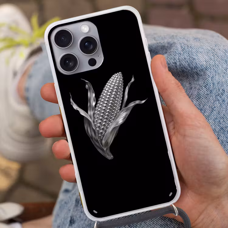 Maïskolf - Glanzend metaal - Elegant Hoesje iPhone 16 Pro Max met koord klein -sfeer3