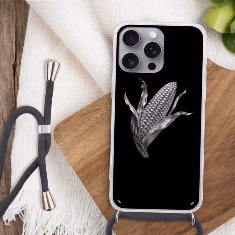 Maïskolf - Glanzend metaal - Elegant Hoesje iPhone 16 Pro Max met koord klein -sfeer4