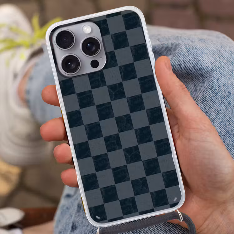 Marmer - Patroon - Antraciet Hoesje iPhone 16 Pro Max met koord klein 804 -sfeer3