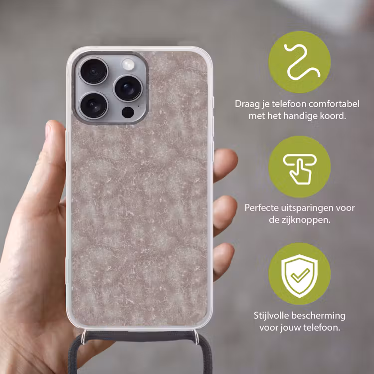 Marmer - Patroon - Mauve Hoesje iPhone 16 Pro Max met koord klein 804 -sfeer2_NL