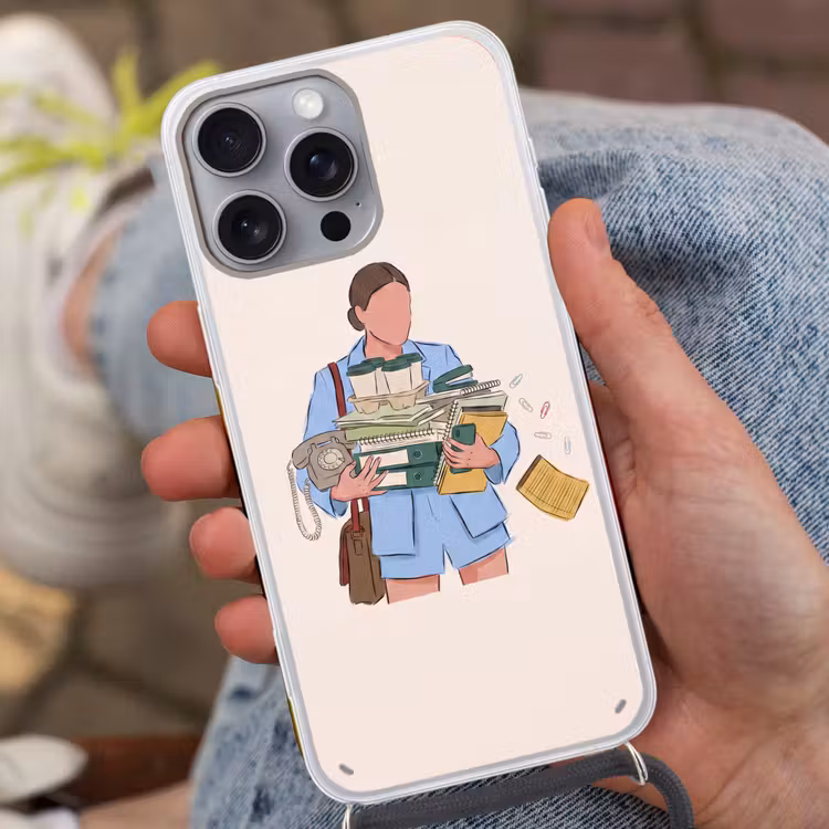 Mens - Kantoorartikelen - Werk - Modern Hoesje iPhone 16 Pro Max met koord klein -sfeer3