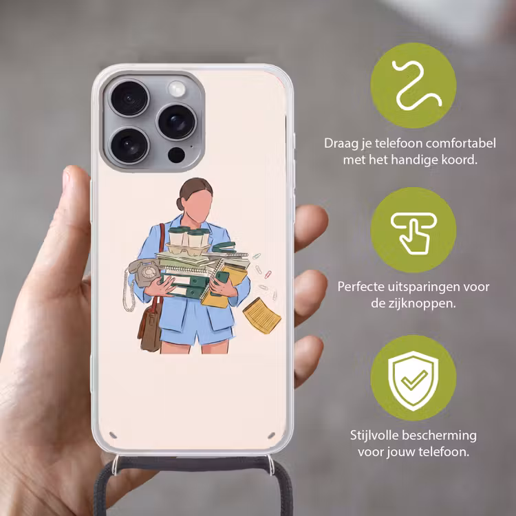 Mens - Kantoorartikelen - Werk - Modern Hoesje iPhone 16 Pro Max met koord klein -sfeer2_NL