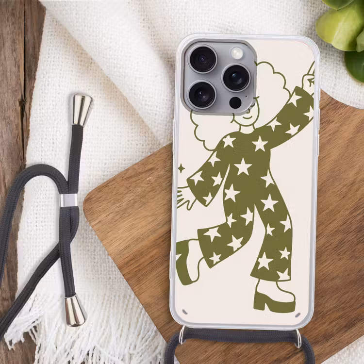 Mensen - Dansend - Feest - Vintage - Groen Hoesje iPhone 16 Pro Max met koord klein -sfeer4