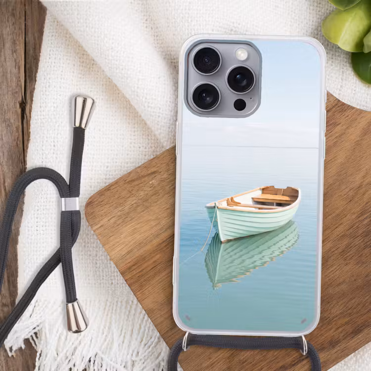 Minimalistisch - Boot - Zee Hoesje iPhone 16 Pro Max met koord klein -sfeer4