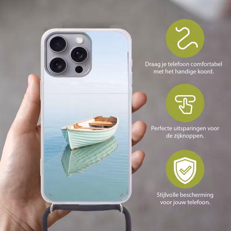 Minimalistisch - Boot - Zee Hoesje iPhone 16 Pro Max met koord klein -sfeer2_NL