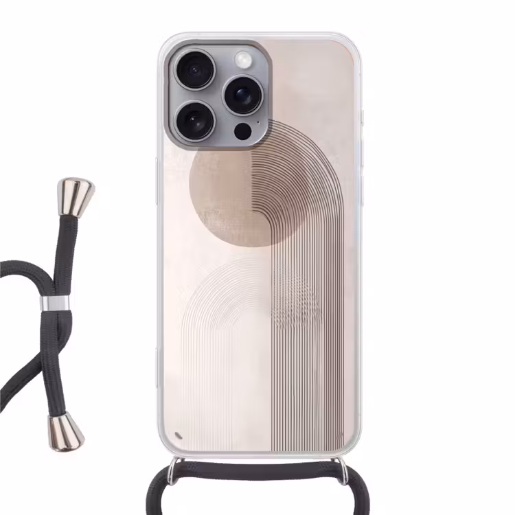 Minimalistisch - Cirkel - Lichtgrijs Hoesje iPhone 16 Pro Max met koord klein -3d