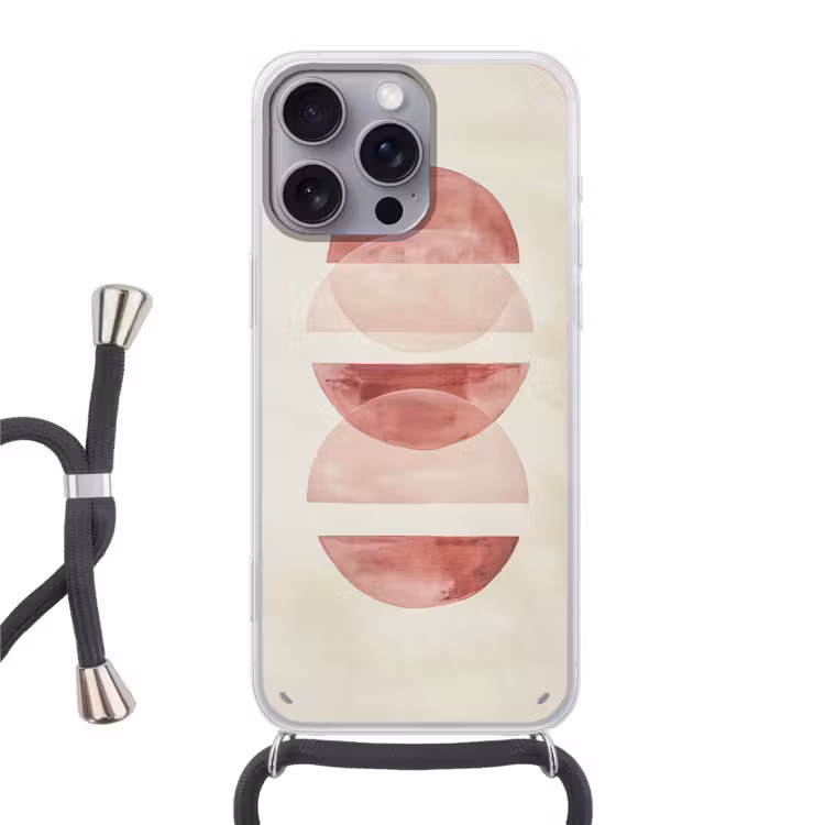 Minimalistisch - Cirkels - Roze Hoesje iPhone 16 Pro Max met koord klein -3d