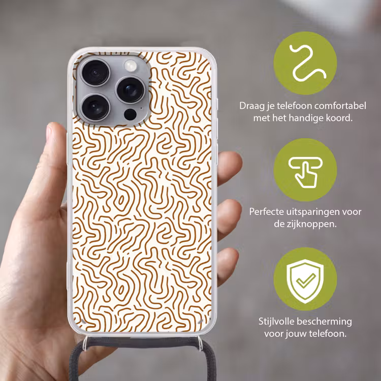 Minimalistisch - Patroon - Terracotta Hoesje iPhone 16 Pro Max met koord klein 804 -sfeer2_NL