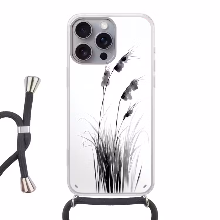 Minimalistisch - Stelen - Wit Hoesje iPhone 16 Pro Max met koord klein -3d