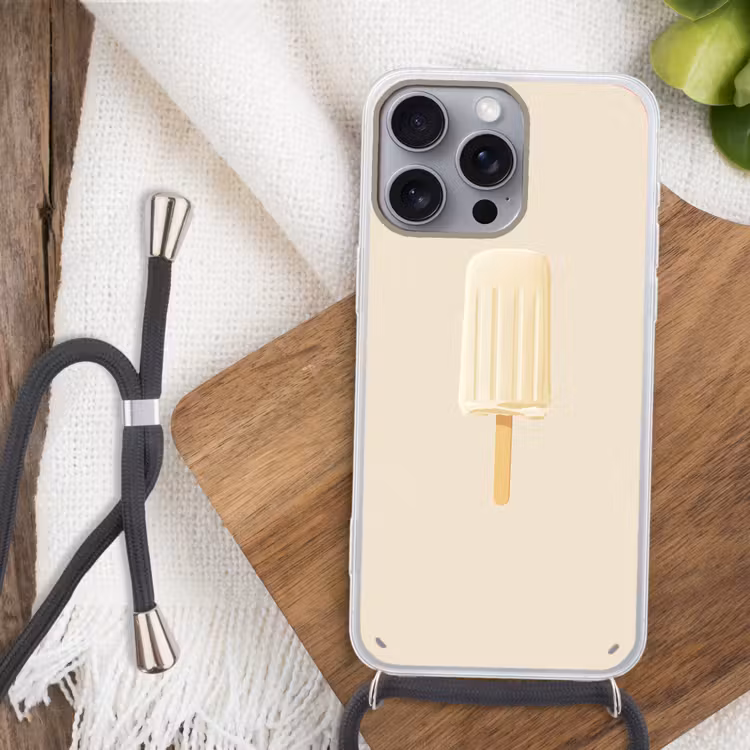 Minimalistisch - Waterijsje - Stokje - Beige Hoesje iPhone 16 Pro Max met koord klein -sfeer4