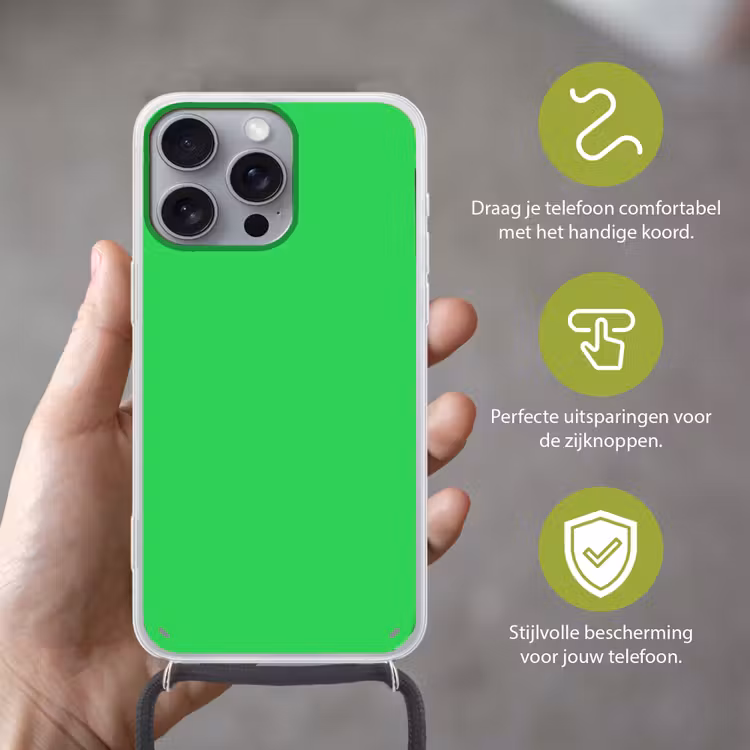 Mint - Green - Groen Hoesje iPhone 16 Pro Max met koord klein 804 -sfeer2_NL
