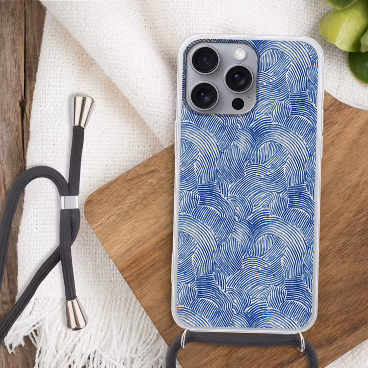 Modern - Abstract - Blauw Hoesje iPhone 16 Pro Max met koord klein 804 -sfeer4