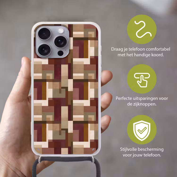 Modern - Geometrie - Kleurrijk Hoesje iPhone 16 Pro Max met koord klein 804 -sfeer2_NL