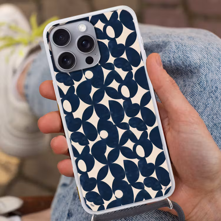 Modern - Geometrisch - Blauw Hoesje iPhone 16 Pro Max met koord klein 804 -sfeer3