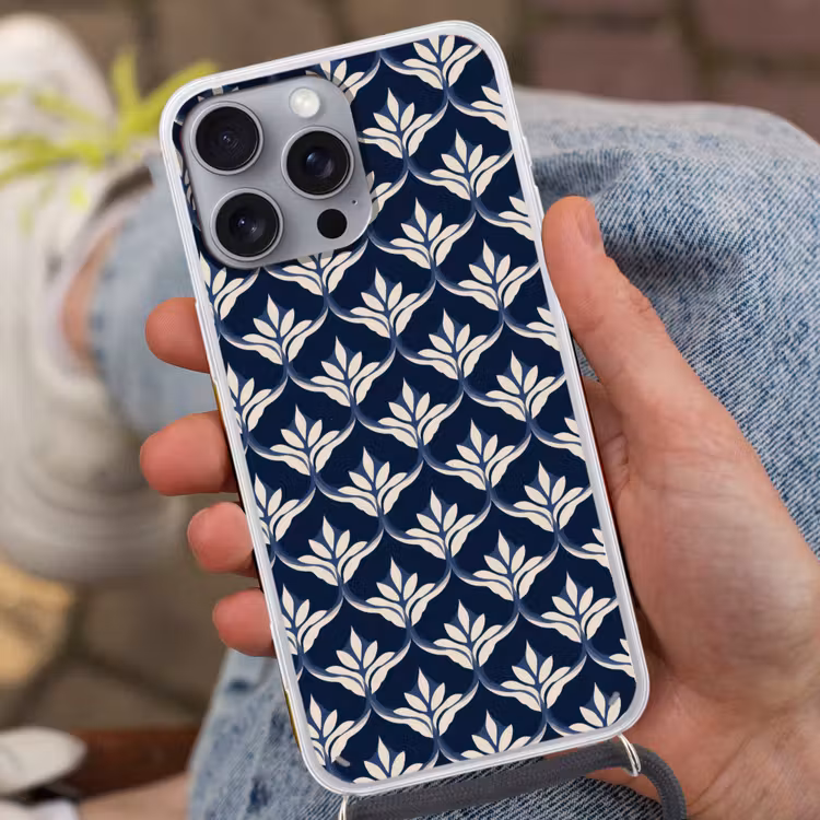 Modern - Ontwerp - Blauw Hoesje iPhone 16 Pro Max met koord klein 804 -sfeer3