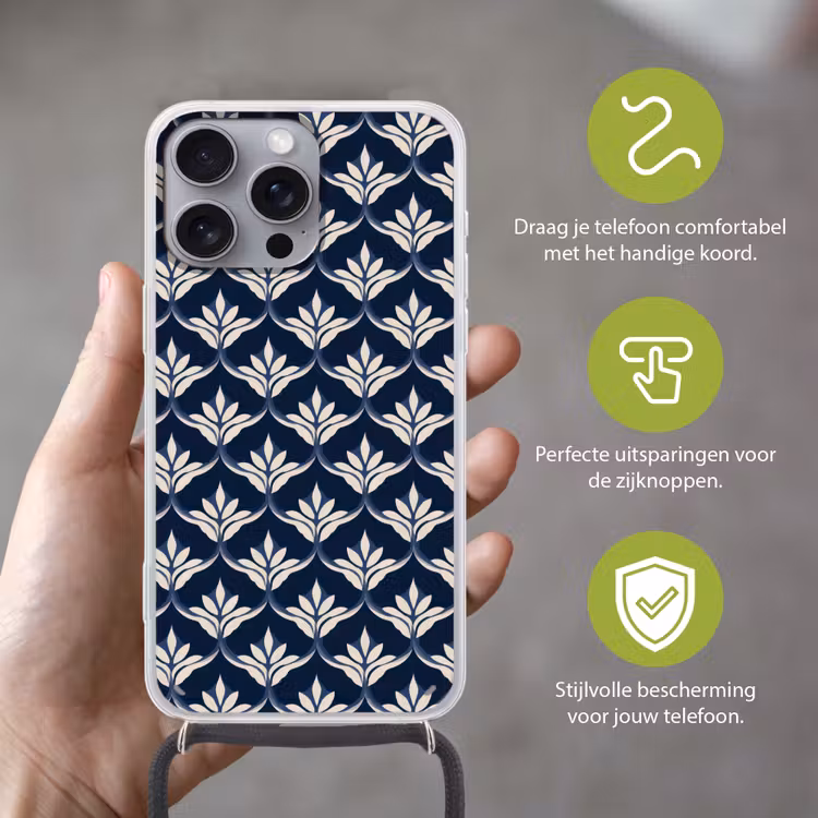 Modern - Ontwerp - Blauw Hoesje iPhone 16 Pro Max met koord klein 804 -sfeer2_NL