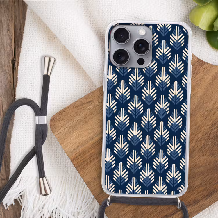 Modern - Patroon - Blauw Hoesje iPhone 16 Pro Max met koord klein 804 -sfeer4