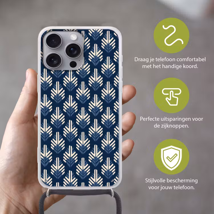 Modern - Patroon - Blauw Hoesje iPhone 16 Pro Max met koord klein 804 -sfeer2_NL