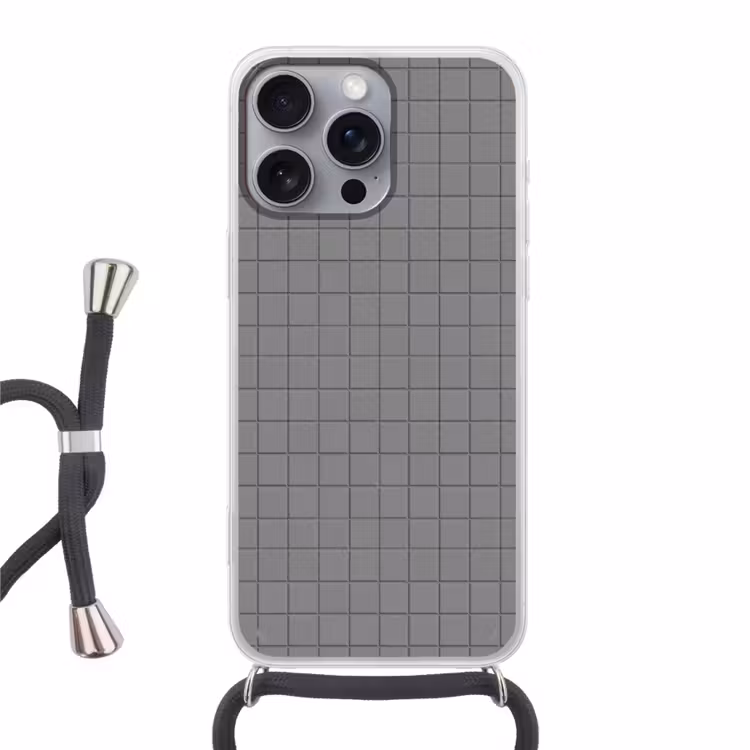 Modern - Patroon - Grijs Hoesje iPhone 16 Pro Max met koord klein 804 -3d