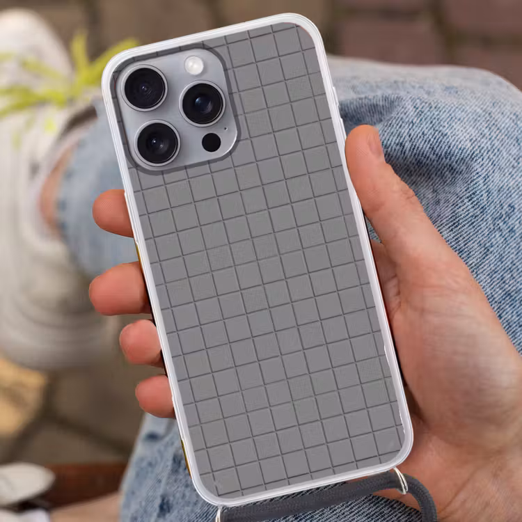 Modern - Patroon - Grijs Hoesje iPhone 16 Pro Max met koord klein 804 -sfeer3