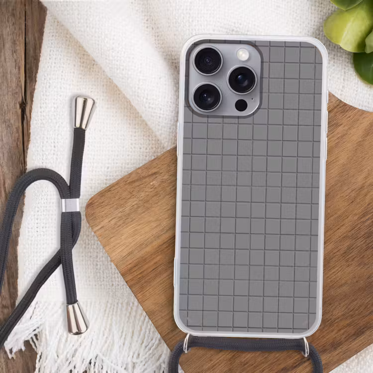 Modern - Patroon - Grijs Hoesje iPhone 16 Pro Max met koord klein 804 -sfeer4
