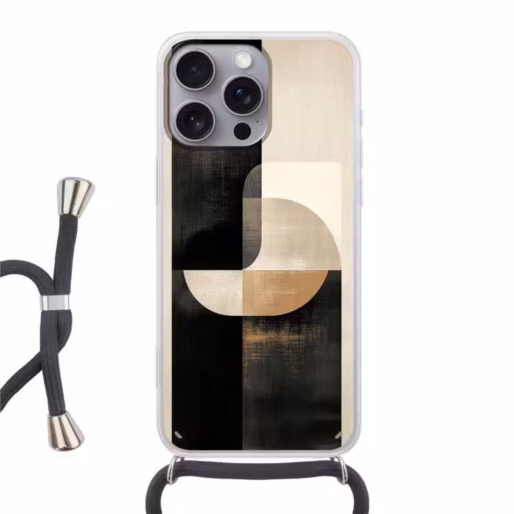 Modern - Vierkant - Vormen Hoesje iPhone 16 Pro Max met koord klein -3d
