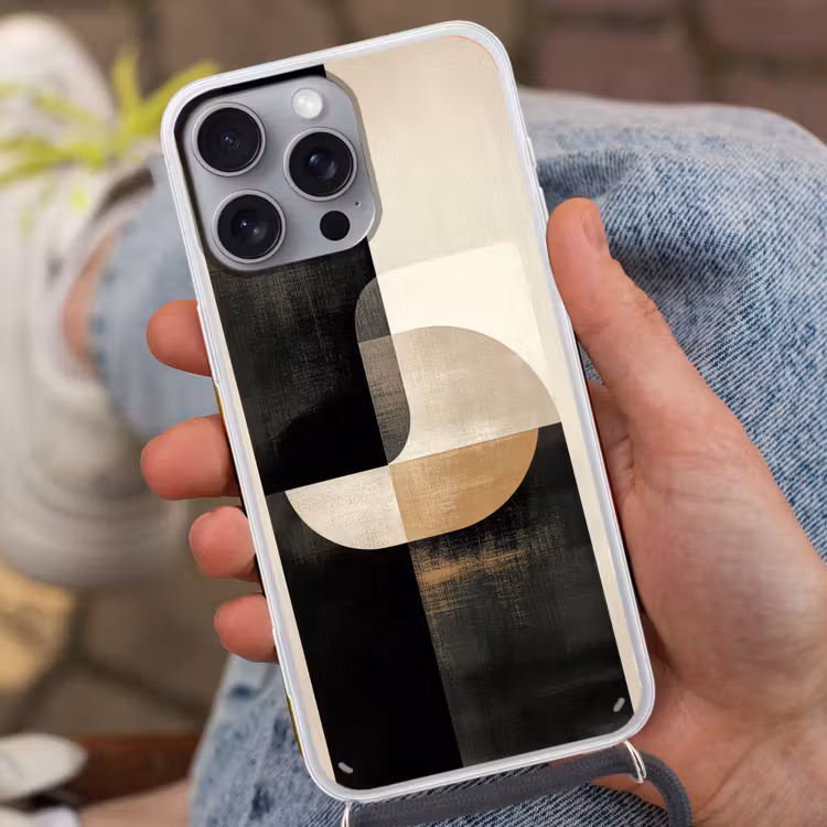 Modern - Vierkant - Vormen Hoesje iPhone 16 Pro Max met koord klein -sfeer3