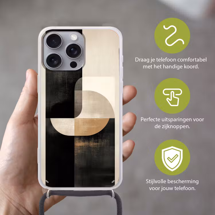 Modern - Vierkant - Vormen Hoesje iPhone 16 Pro Max met koord klein -sfeer2_NL