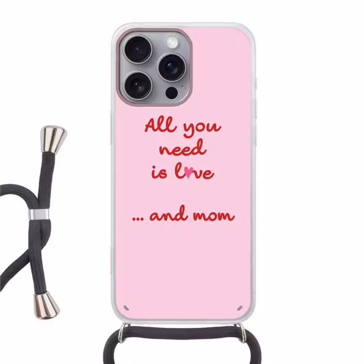 Moeder - Love - Tekst - Rood Hoesje iPhone 16 Pro Max met koord klein -3d