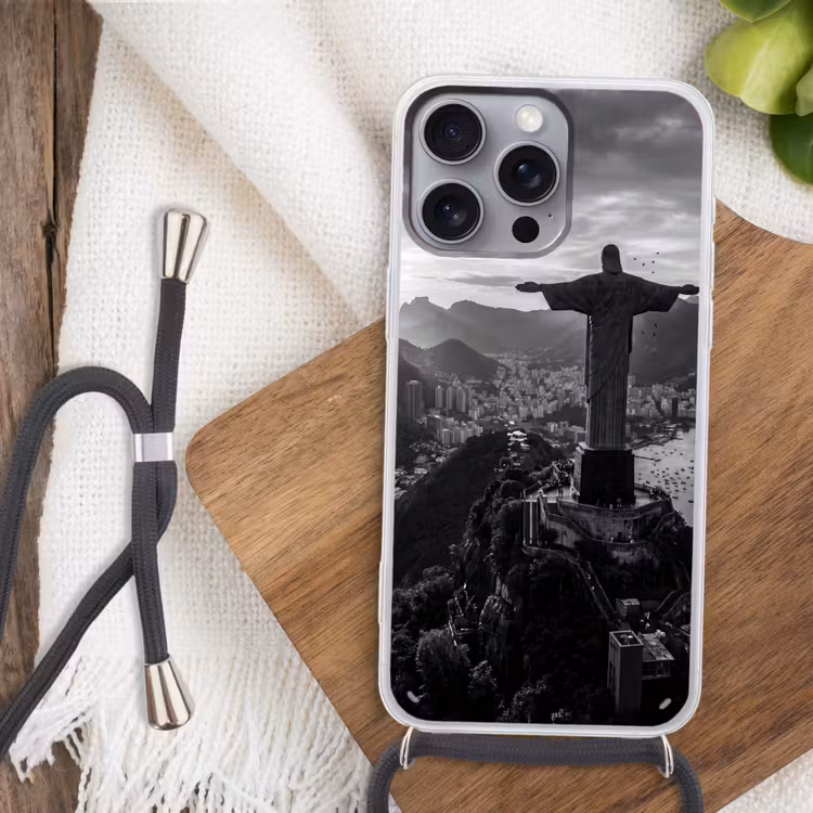 Monument - Stadsgezicht - Landschap - Zwart-wit Hoesje iPhone 16 Pro Max met koord klein -sfeer4