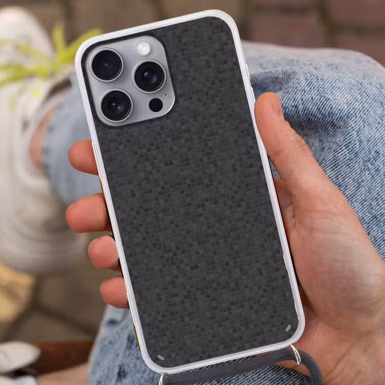 Mozaïek - Patroon - Zwart Hoesje iPhone 16 Pro Max met koord klein 804 -sfeer3