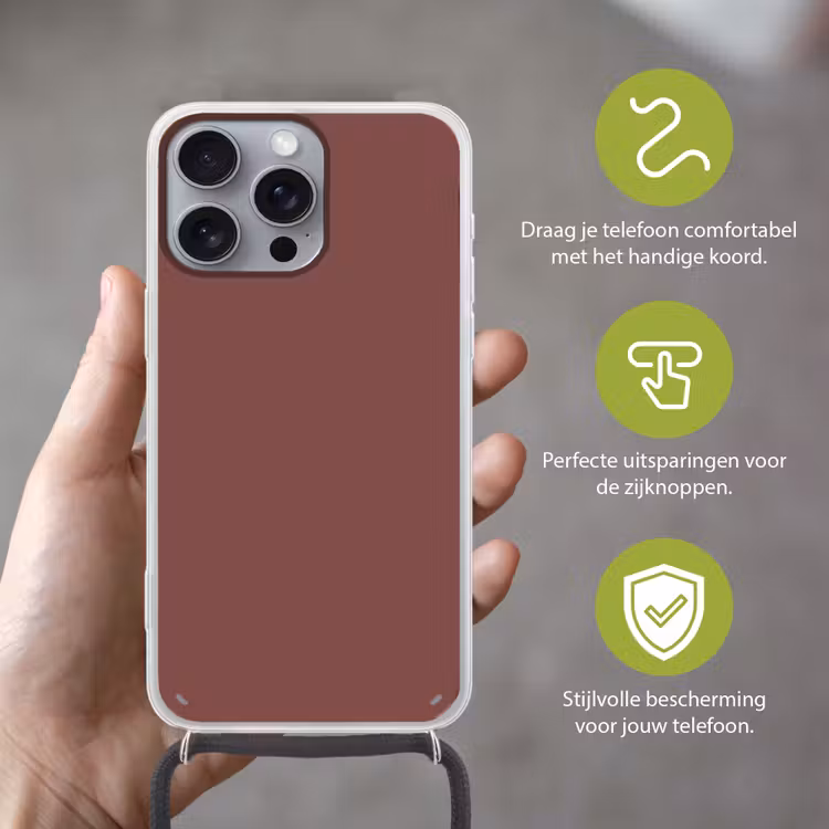 Muted - Raisin - Rood Hoesje iPhone 16 Pro Max met koord klein 804 -sfeer2_NL