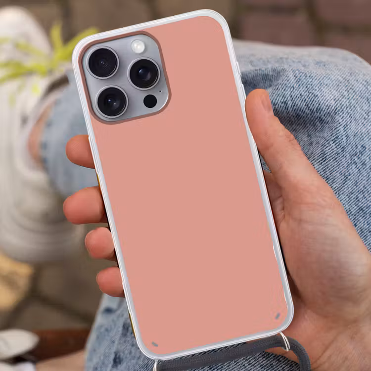 Muted - Salmon - Koraal Hoesje iPhone 16 Pro Max met koord klein 804 -sfeer3
