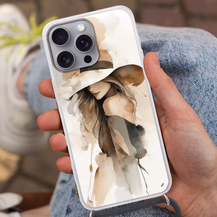 Mysterieus - Vrouw - Sepia Hoesje iPhone 16 Pro Max met koord klein -sfeer3