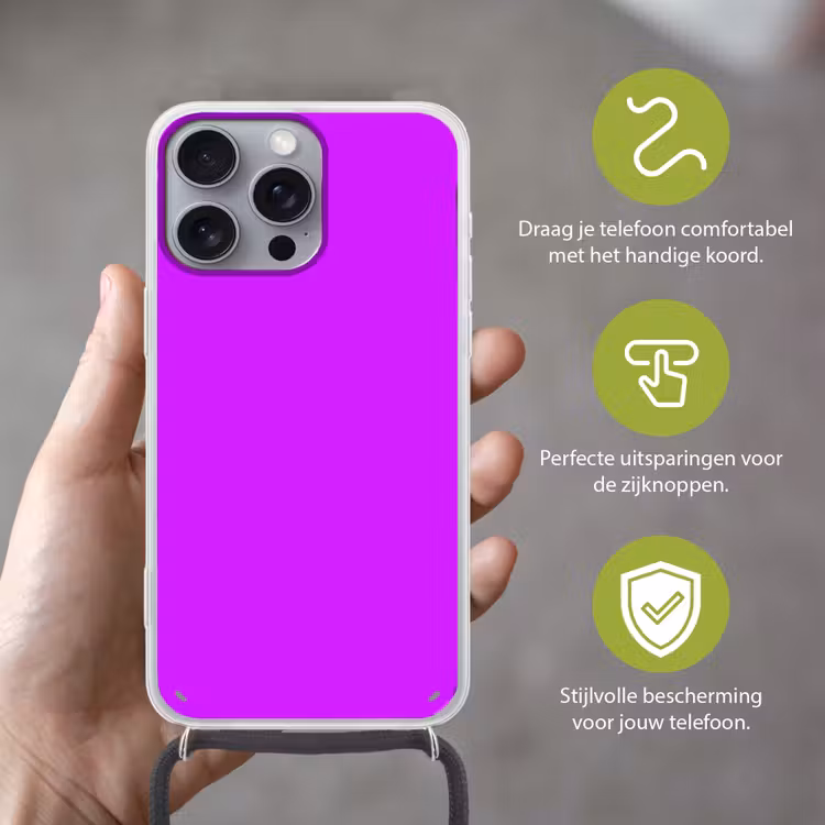 Neon - Orchid - Paars Hoesje iPhone 16 Pro Max met koord klein 804 -sfeer2_NL