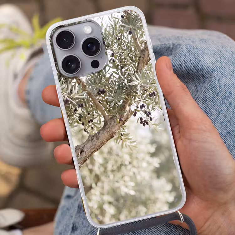 Telefoonhoesje met koord - Olijfboom - tak - groen - Olijfboom - tak - groen Hoesje iPhone 16 Pro Max met koord klein