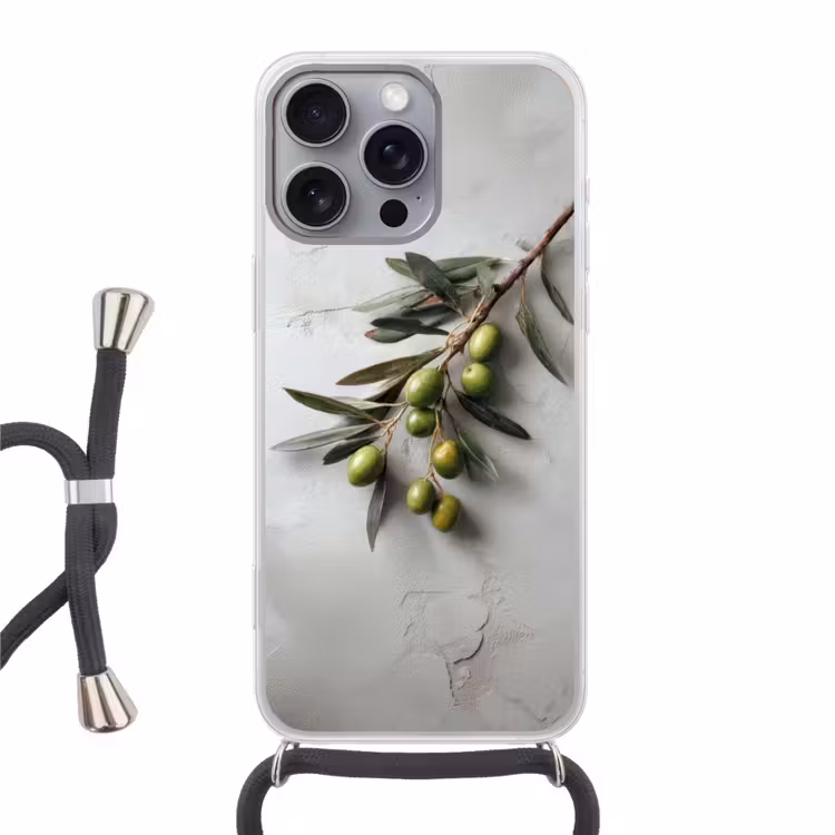 Olijventak - Beton - Mediterraan Hoesje iPhone 16 Pro Max met koord klein -3d