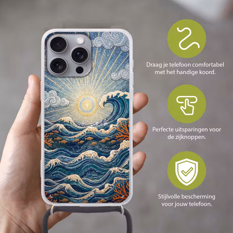 Onderwater - Koraal - Vis - Natuur - Kunst Hoesje iPhone 16 Pro Max met koord klein -sfeer2_NL