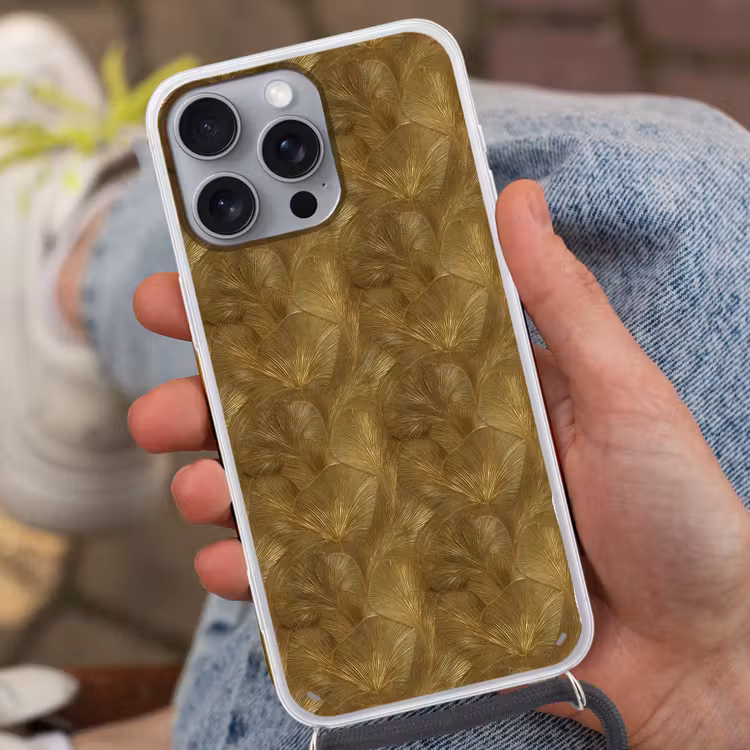 Organisch - Lijnen - Goud Hoesje iPhone 16 Pro Max met koord klein 804 -sfeer3